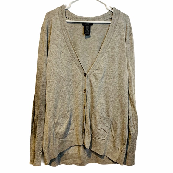 ⭐️ GRACE ELEMENTS Gray Slouchy V Neck Cardigan - Picture 1 of 4